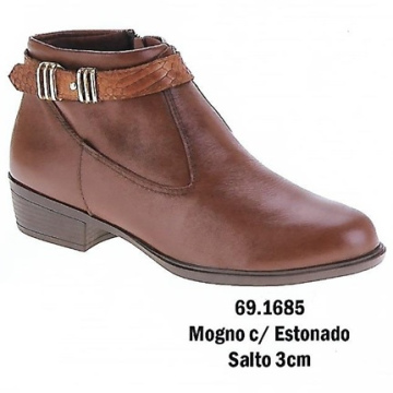 Coturno Couro Mogno C Estona Cano 12cm 69.1685 salto 4cm