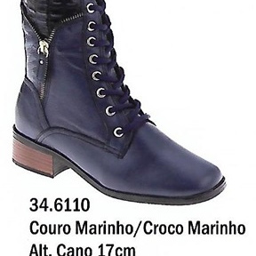 Coturno Couro Marinho - Croco  34.6110 Cano 17cm
