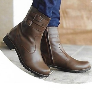 Coturno Couro Conhaque Cano 14cm 24760 2 Zipper