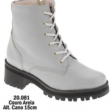 Coturno Couro Areia 20.081 Cano 15cm